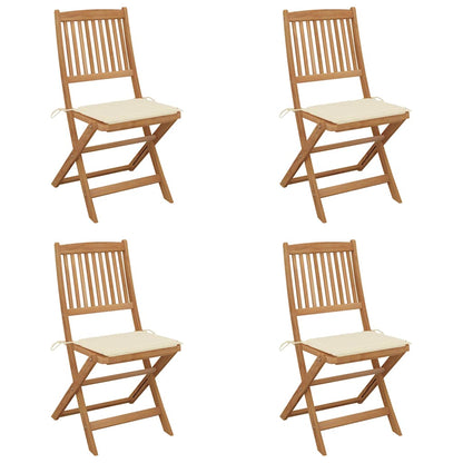 Folding Garden Chairs 2 Pcs With Cushions Solid Wood Acacia