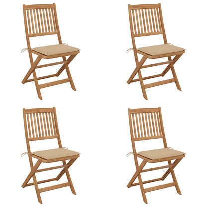 Folding Garden Chairs 2 Pcs With Cushions Solid Wood Acacia