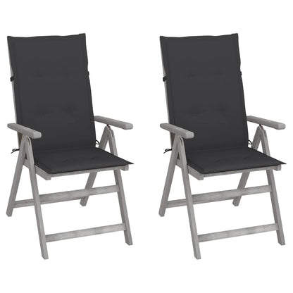 Garden Reclining Chairs 2 Pcs With Cushions Solid Wood Acacia
