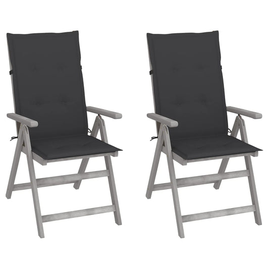 Garden Reclining Chairs 2 Pcs With Cushions Solid Wood Acacia