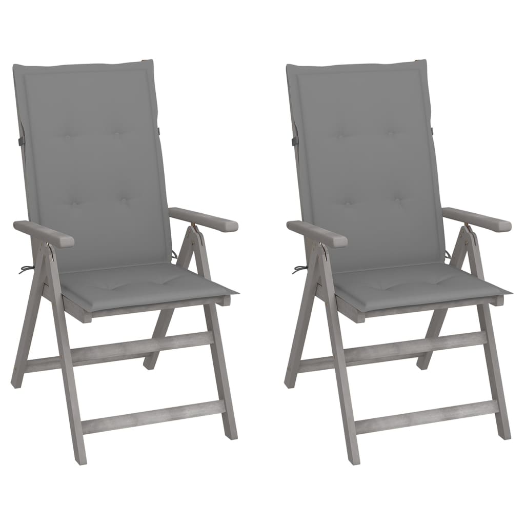 Garden Reclining Chairs 2 Pcs With Cushions Solid Wood Acacia