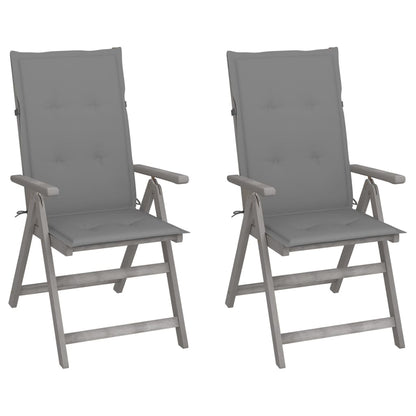Garden Reclining Chairs 2 Pcs With Cushions Solid Wood Acacia