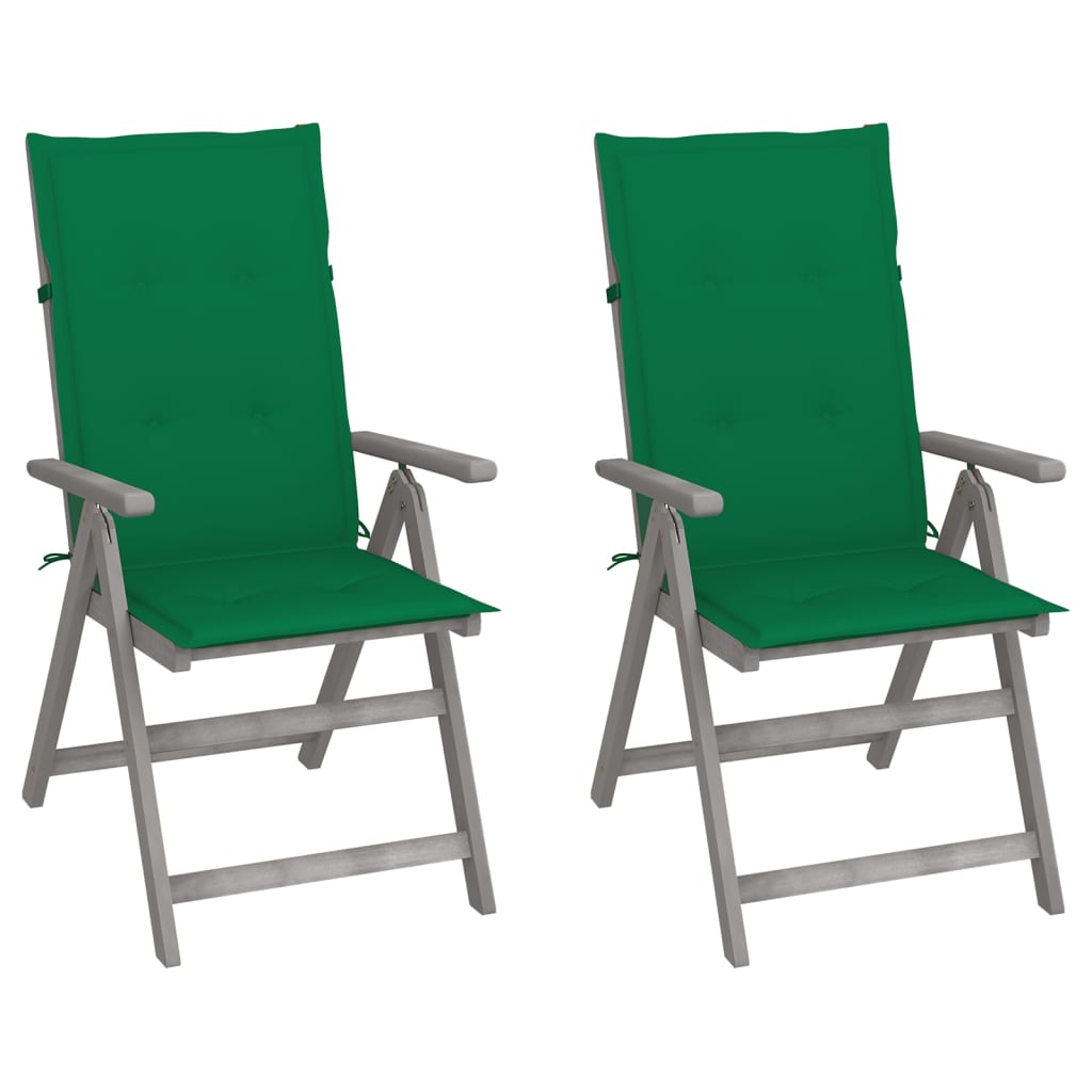 Garden Reclining Chairs 2 Pcs With Cushions Solid Wood Acacia