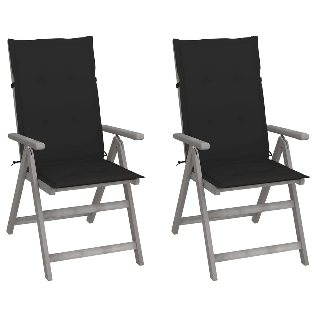 Garden Reclining Chairs 2 Pcs With Cushions Solid Wood Acacia