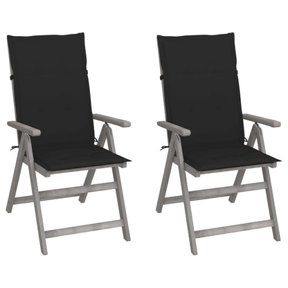 Garden Reclining Chairs 2 Pcs With Cushions Solid Wood Acacia
