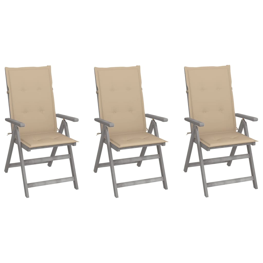 Garden Reclining Chairs 2 Pcs With Cushions Solid Wood Acacia