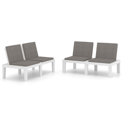 Garden Lounge Benches With Cushions 2 Pcs Plastic