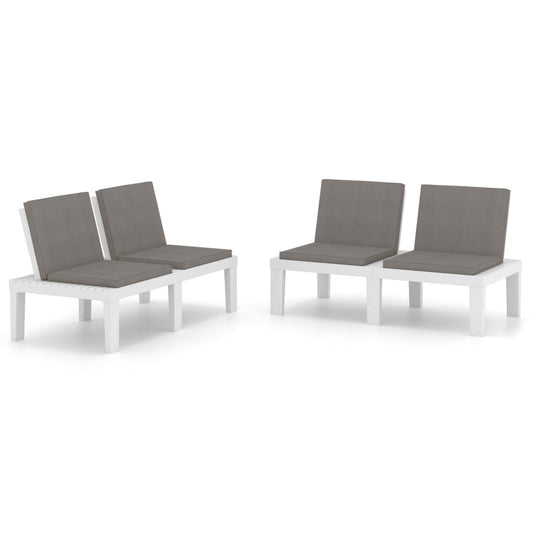 Garden Lounge Benches With Cushions 2 Pcs Plastic