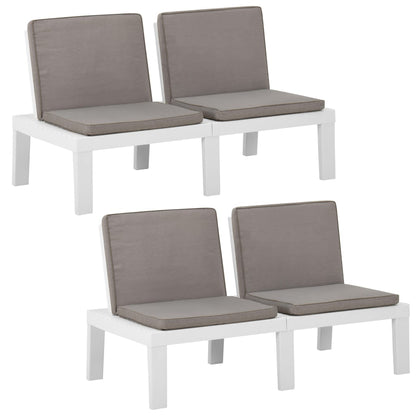Garden Lounge Benches With Cushions 2 Pcs Plastic