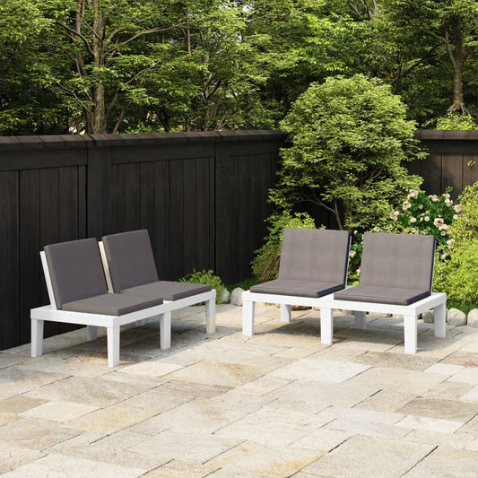 Garden Lounge Benches With Cushions 2 Pcs Plastic