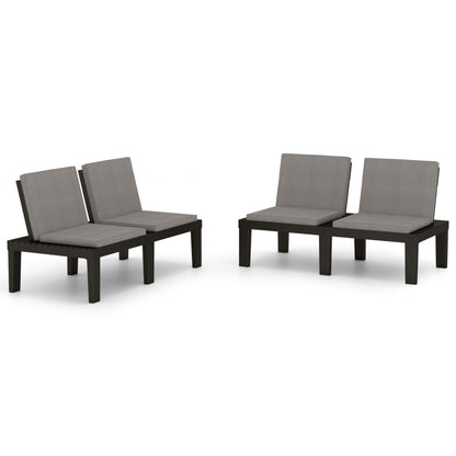 Garden Lounge Benches With Cushions 2 Pcs Plastic