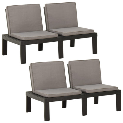Garden Lounge Benches With Cushions 2 Pcs Plastic