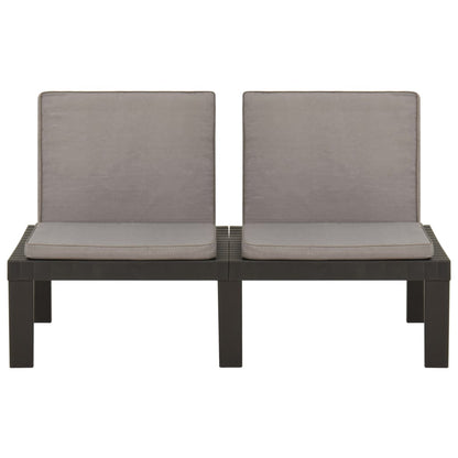 Garden Lounge Benches With Cushions 2 Pcs Plastic