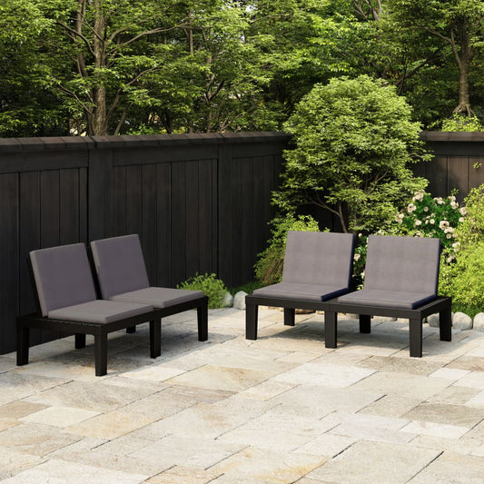 Garden Lounge Benches With Cushions 2 Pcs Plastic