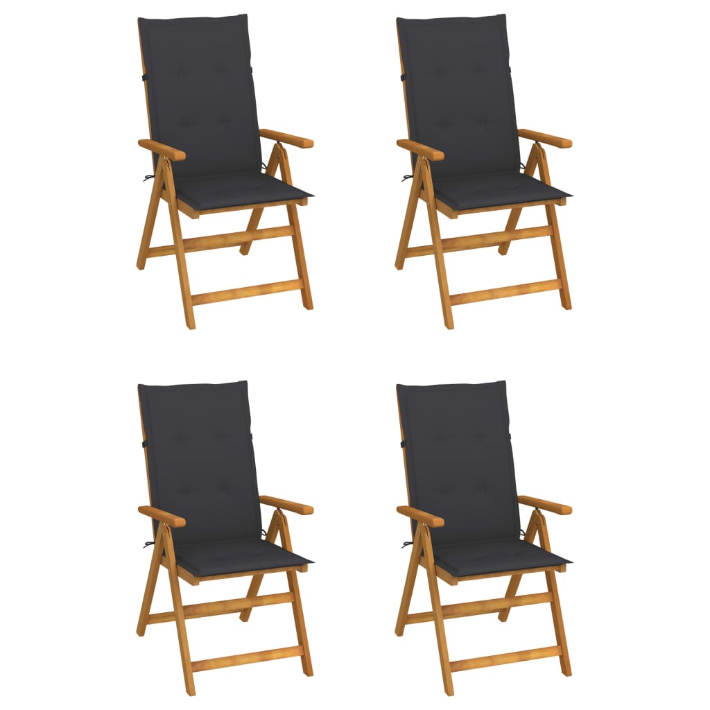 Garden Reclining Chairs 2 Pcs With Cushions Solid Acacia Wood
