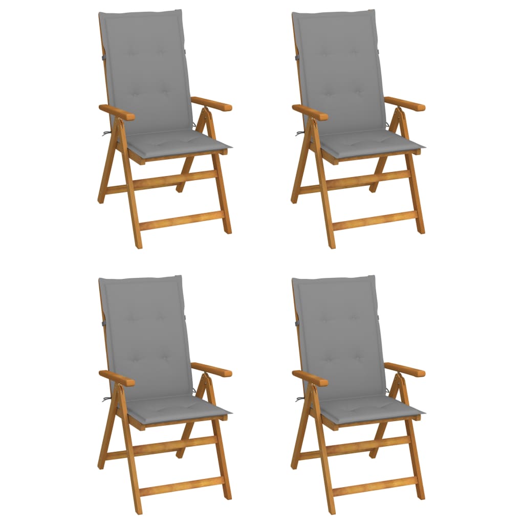 Garden Reclining Chairs 2 Pcs With Cushions Solid Acacia Wood