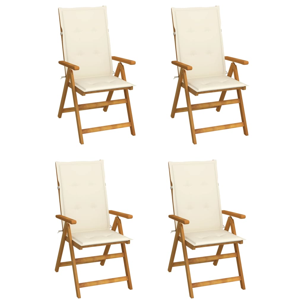 Garden Reclining Chairs 2 Pcs With Cushions Solid Acacia Wood