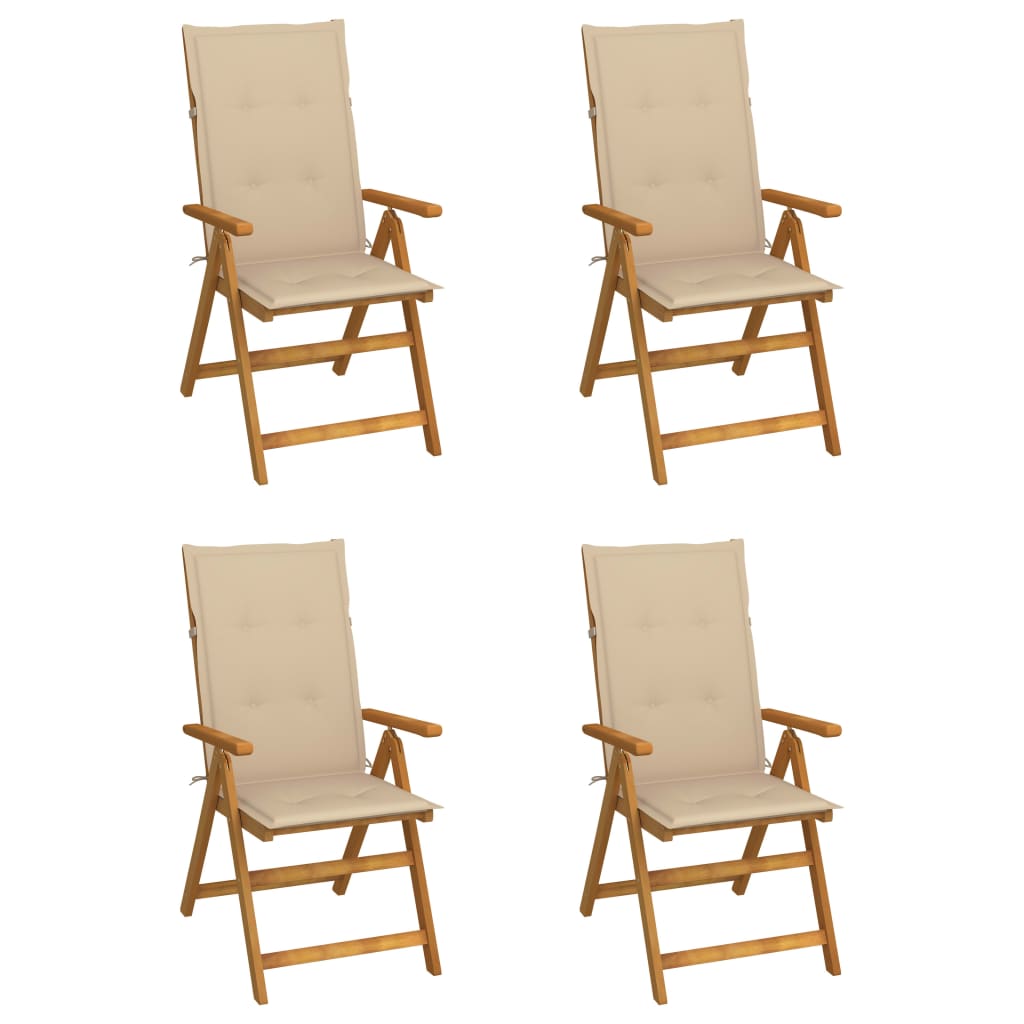 Garden Reclining Chairs 2 Pcs With Cushions Solid Acacia Wood