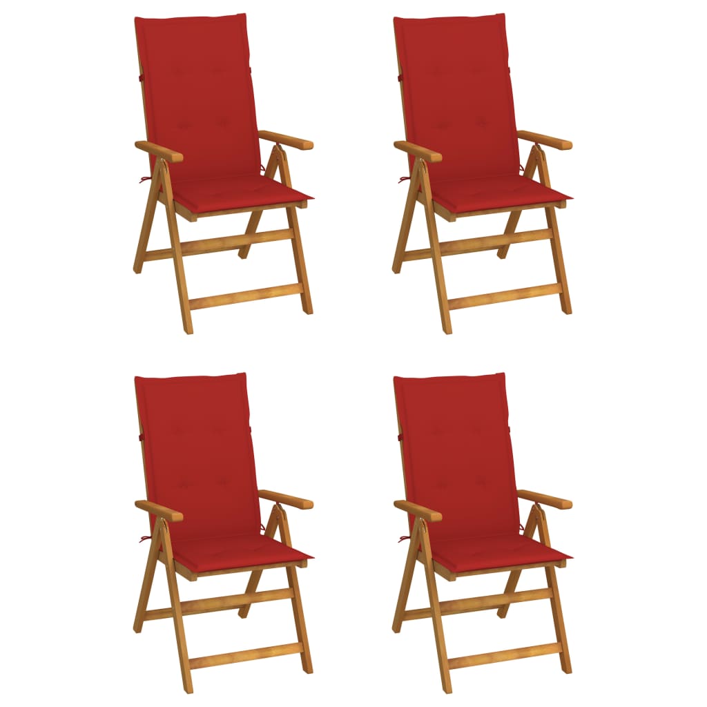 Garden Reclining Chairs 2 Pcs With Cushions Solid Acacia Wood