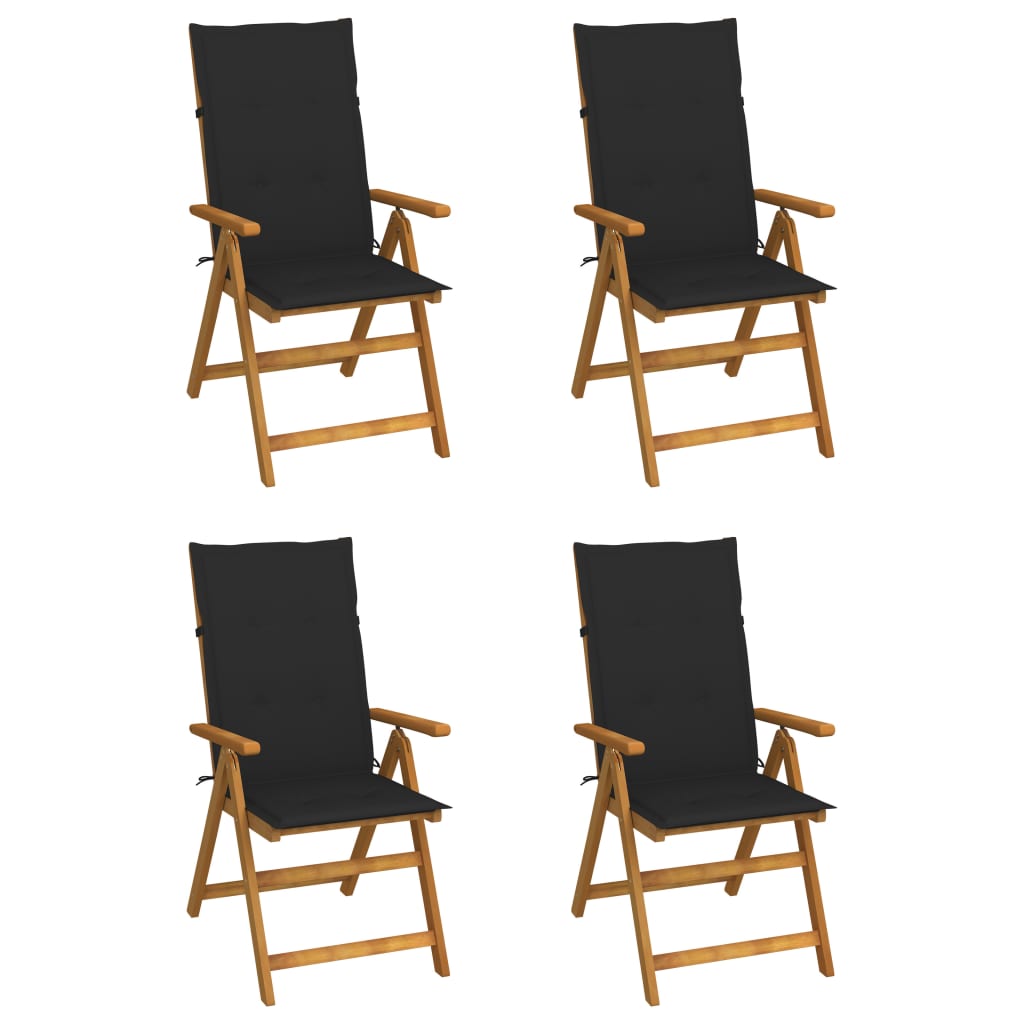Garden Reclining Chairs 2 Pcs With Cushions Solid Acacia Wood