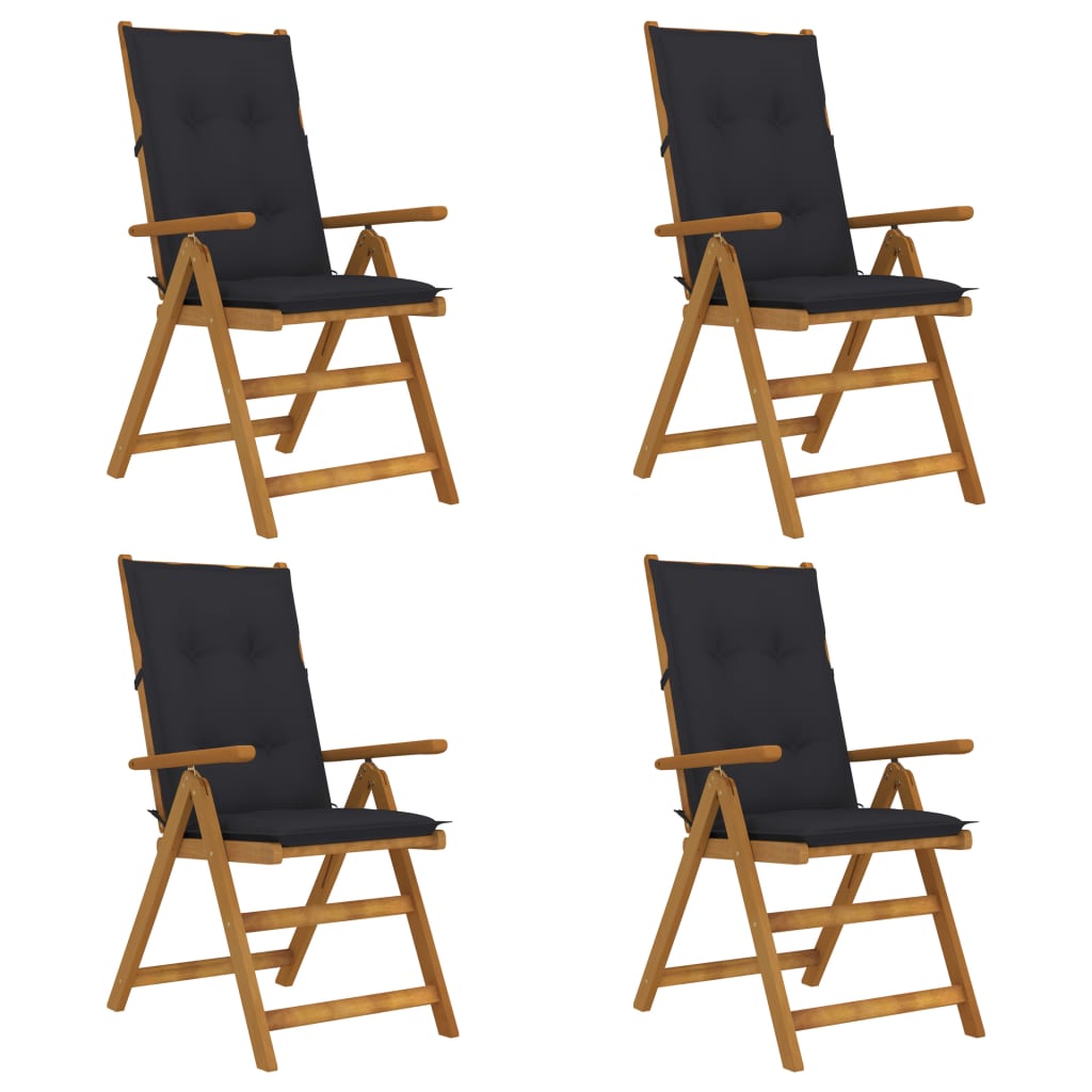 Garden Reclining Chairs 2 Pcs With Cushions Solid Acacia Wood