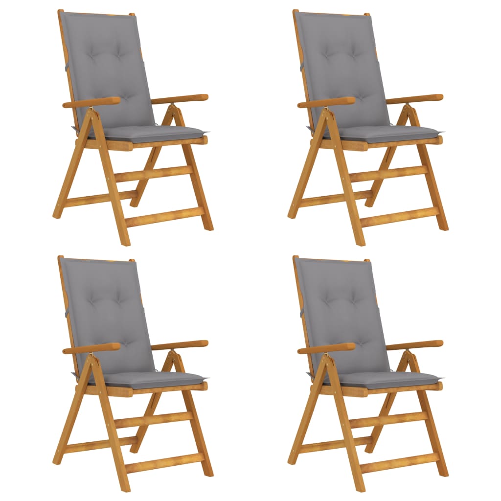 Garden Reclining Chairs 2 Pcs With Cushions Solid Acacia Wood