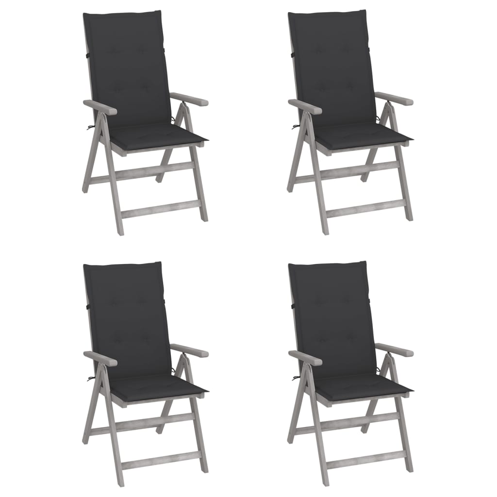 Garden Reclining Chairs 2 Pcs With Cushions Solid Wood Acacia