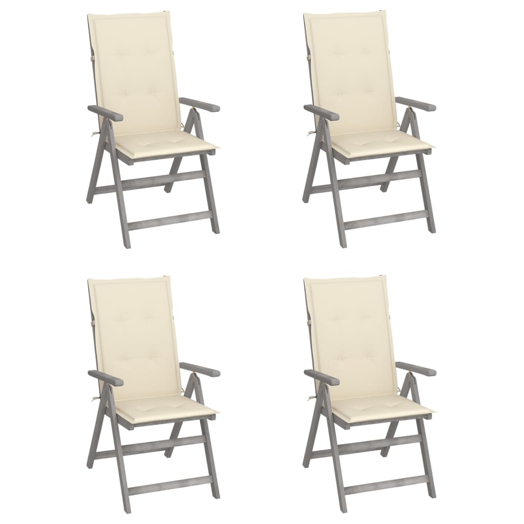 Garden Reclining Chairs 2 Pcs With Cushions Solid Wood Acacia