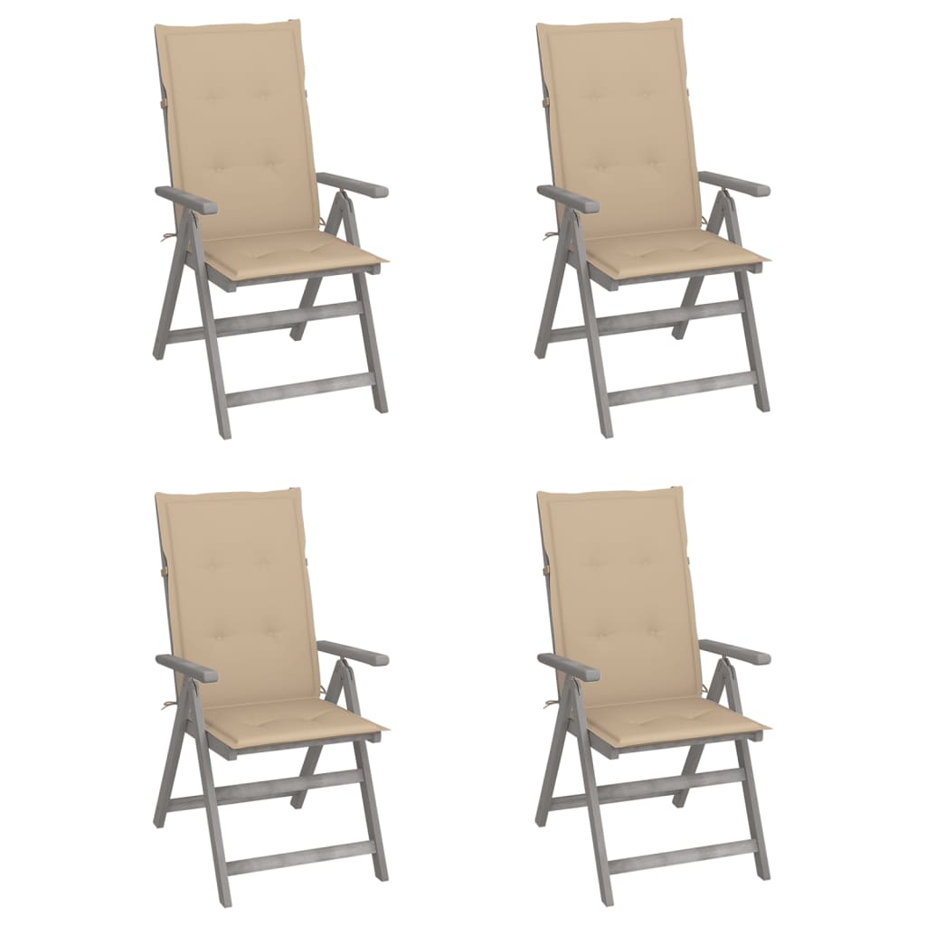 Garden Reclining Chairs 2 Pcs With Cushions Solid Wood Acacia