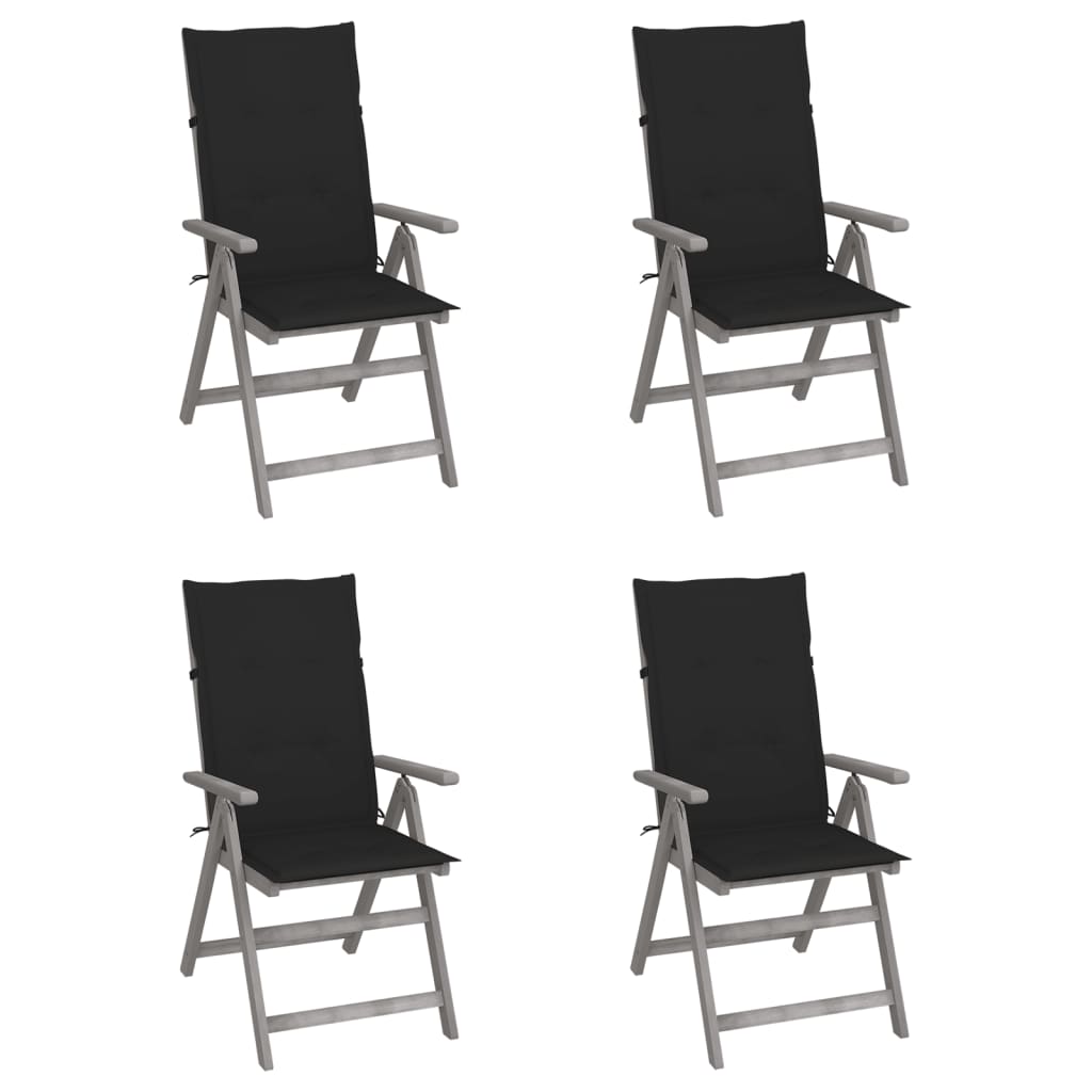Garden Reclining Chairs 2 Pcs With Cushions Solid Wood Acacia