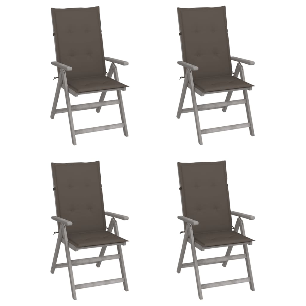 Garden Reclining Chairs 2 Pcs With Cushions Solid Wood Acacia