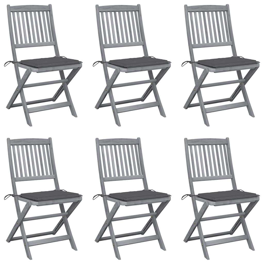 Folding Outdoor Chairs 4 Pcs With Cushions Solid Acacia Wood
