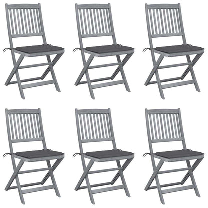 Folding Outdoor Chairs 4 Pcs With Cushions Solid Acacia Wood