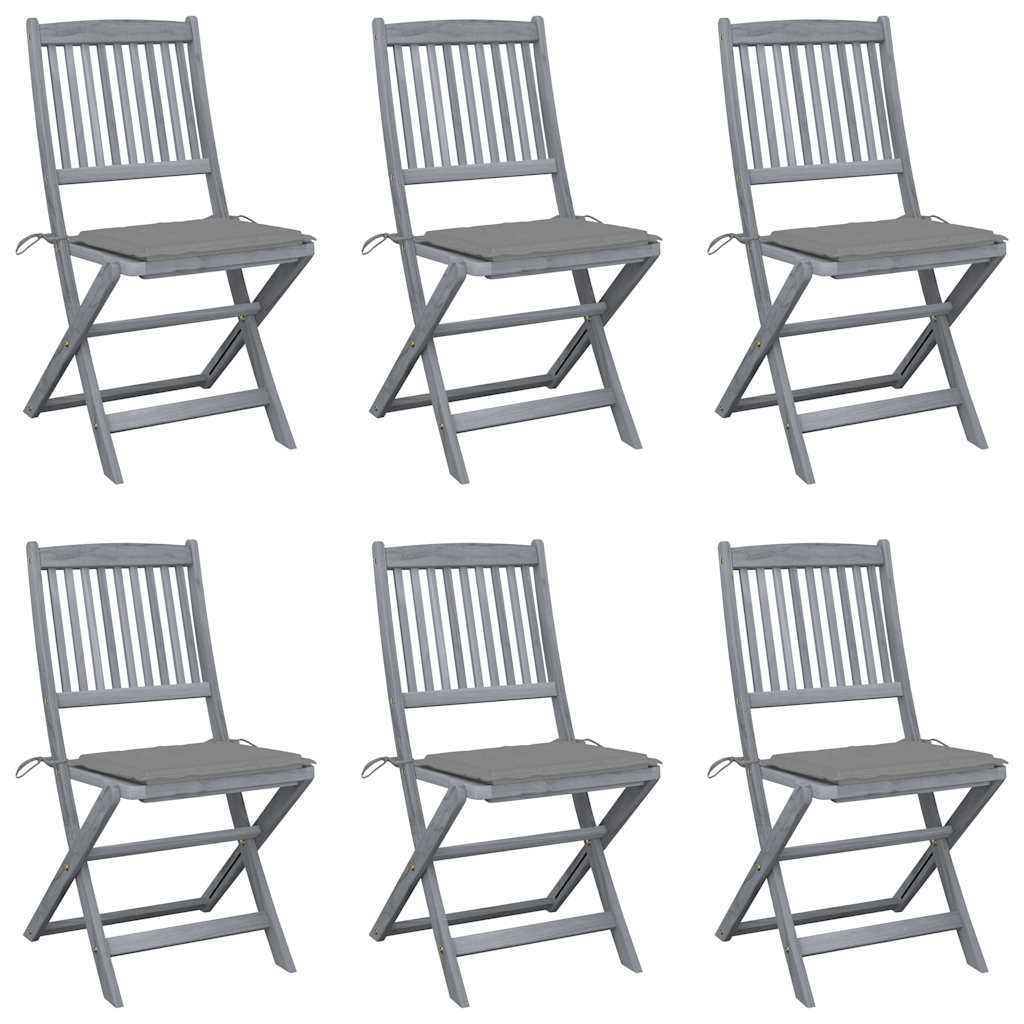 Folding Outdoor Chairs 4 Pcs With Cushions Solid Acacia Wood