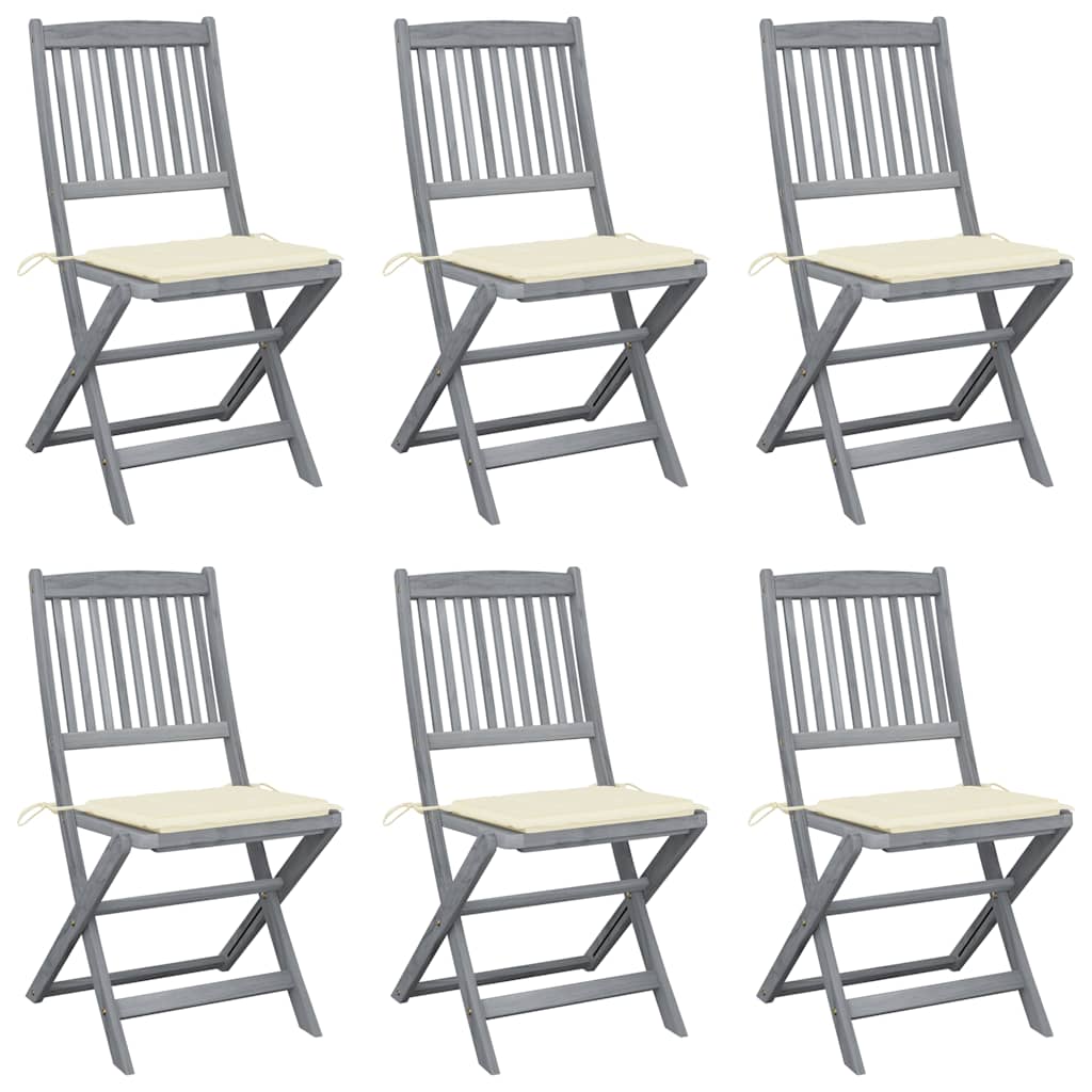Folding Outdoor Chairs 4 Pcs With Cushions Solid Acacia Wood
