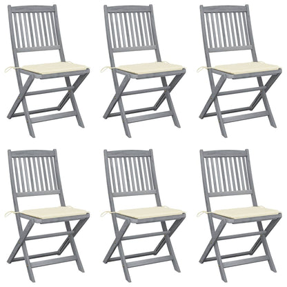 Folding Outdoor Chairs 4 Pcs With Cushions Solid Acacia Wood