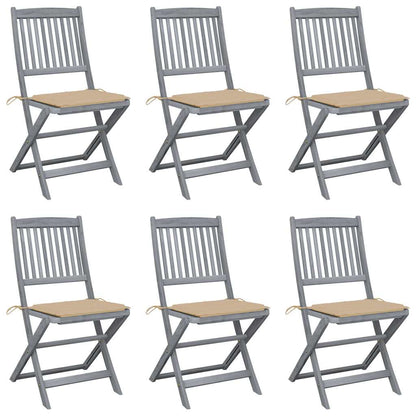 Folding Outdoor Chairs 4 Pcs With Cushions Solid Acacia Wood