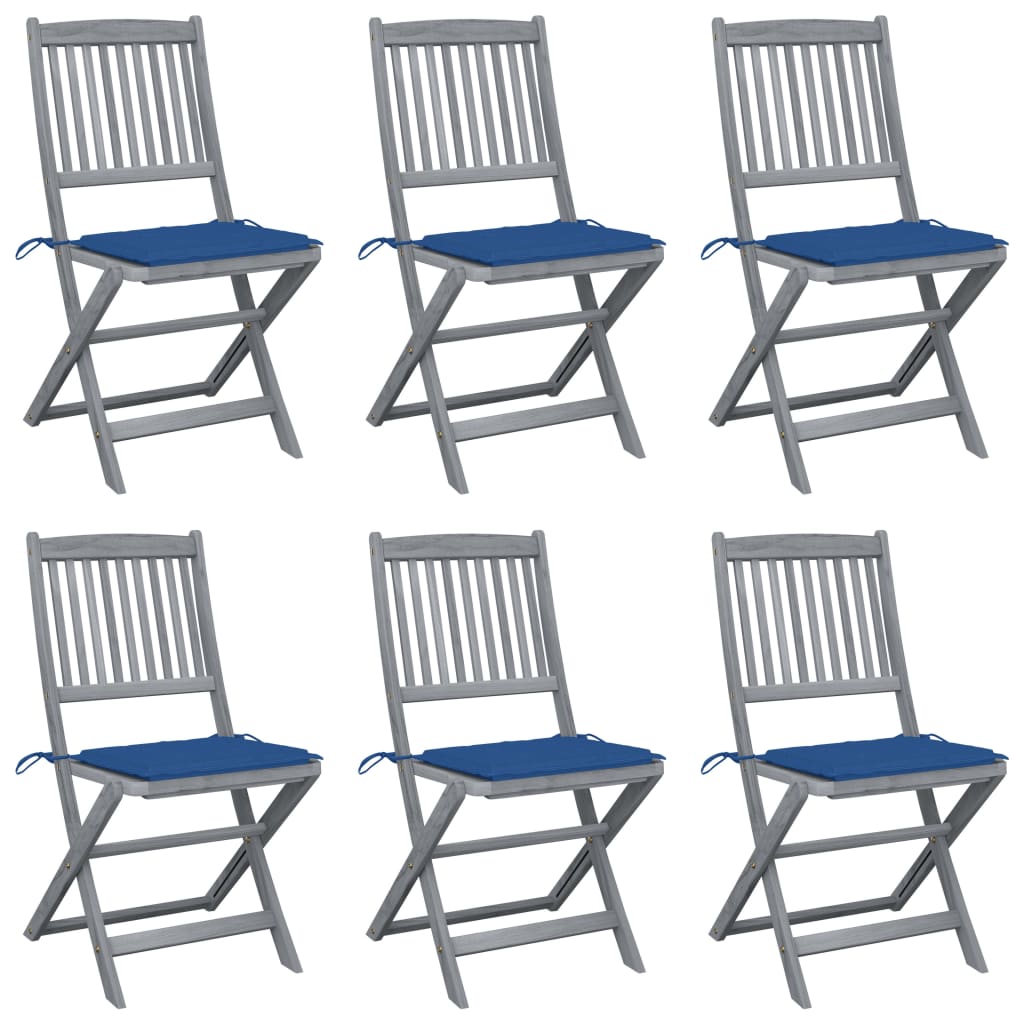 Folding Outdoor Chairs 4 Pcs With Cushions Solid Acacia Wood