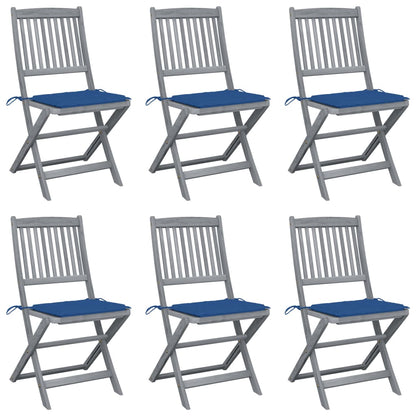 Folding Outdoor Chairs 4 Pcs With Cushions Solid Acacia Wood