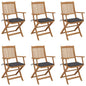 Folding Garden Chairs 4 Pcs With Cushions Solid Wood Acacia