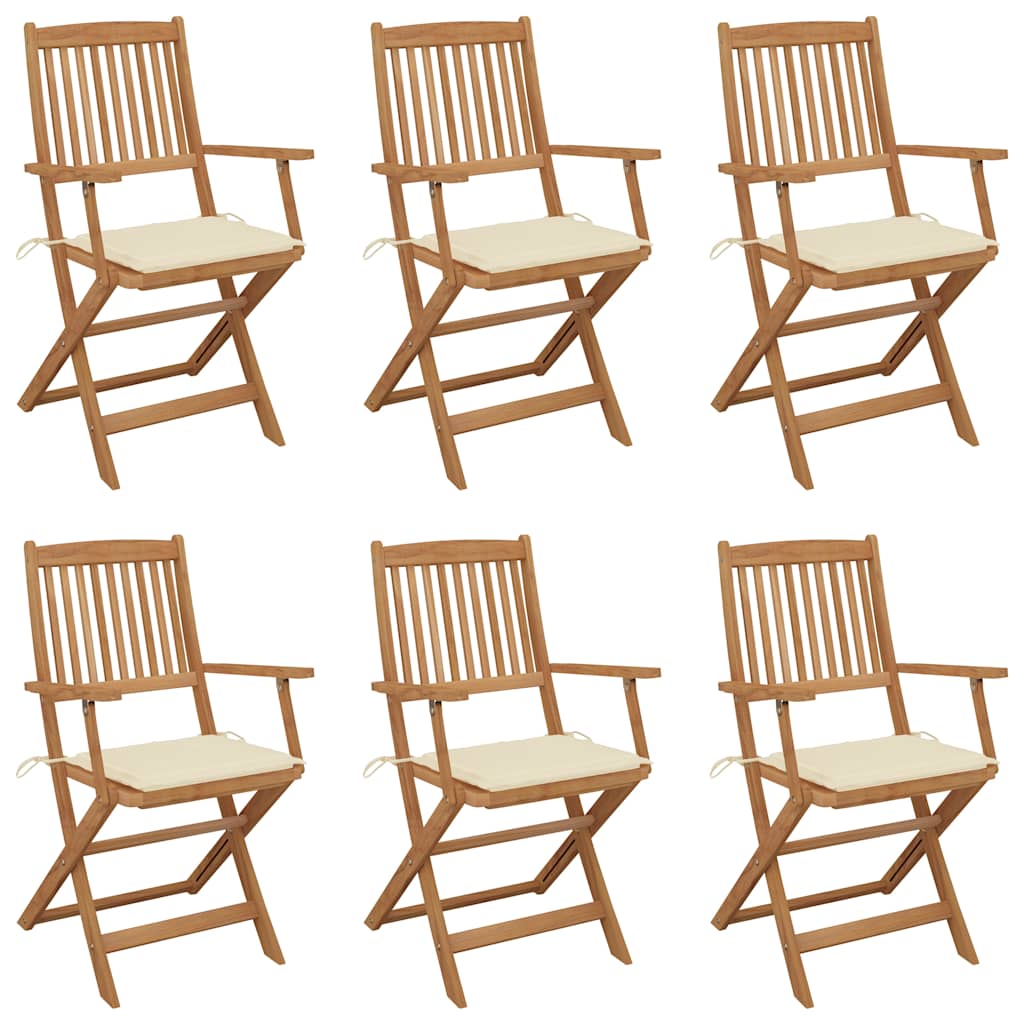 Folding Garden Chairs 4 Pcs With Cushions Solid Wood Acacia