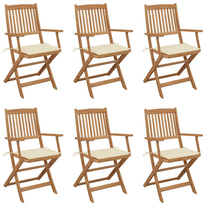 Folding Garden Chairs 4 Pcs With Cushions Solid Wood Acacia