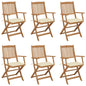 Folding Garden Chairs 4 Pcs With Cushions Solid Wood Acacia