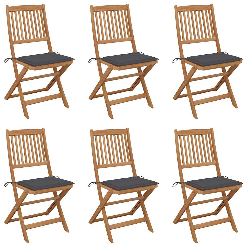 Folding Garden Chairs 2 Pcs With Cushions Solid Wood Acacia