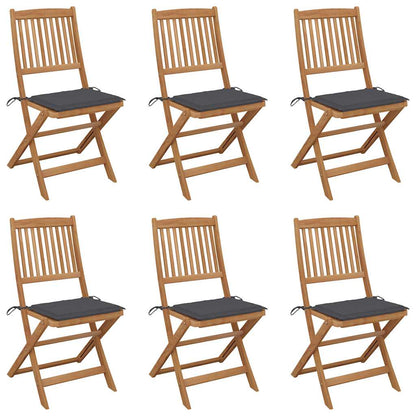 Folding Garden Chairs 2 Pcs With Cushions Solid Wood Acacia
