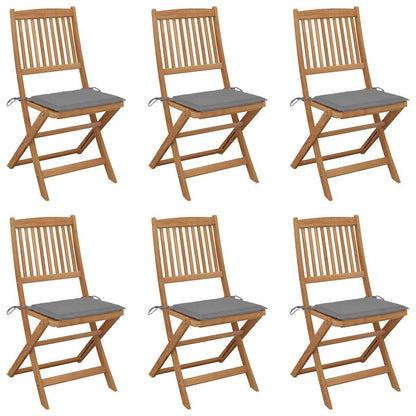 Folding Garden Chairs 2 Pcs With Cushions Solid Wood Acacia