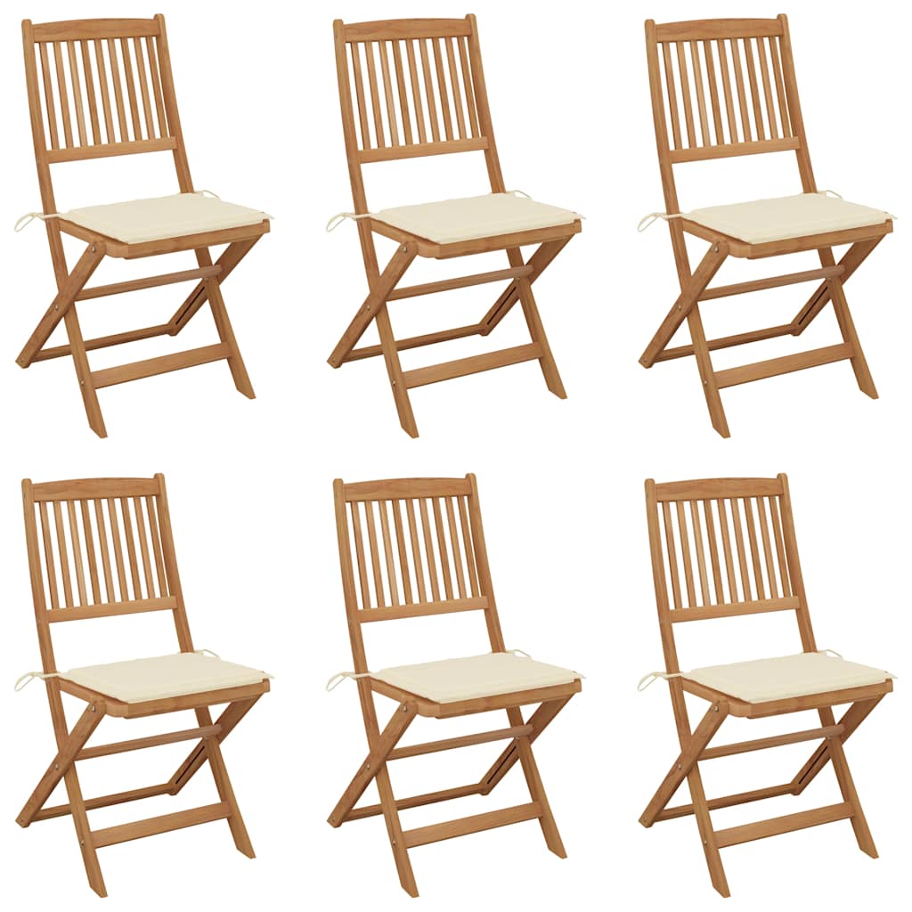 Folding Garden Chairs 2 Pcs With Cushions Solid Wood Acacia