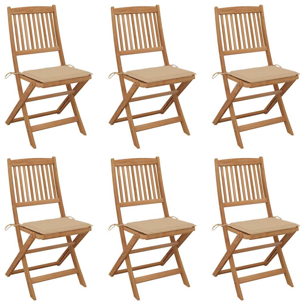 Folding Garden Chairs 2 Pcs With Cushions Solid Wood Acacia