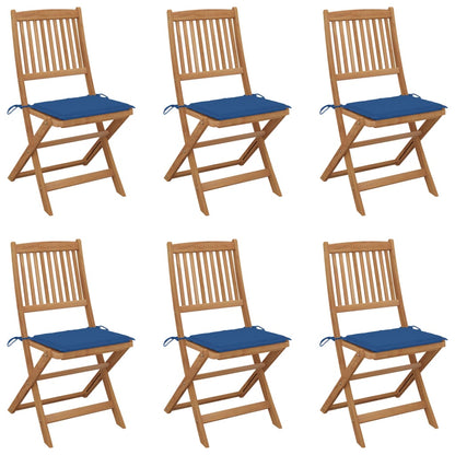 Folding Garden Chairs 2 Pcs With Cushions Solid Wood Acacia