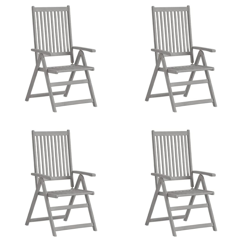 Garden Reclining Chairs 4 Pcs Grey Solid Wood Acacia